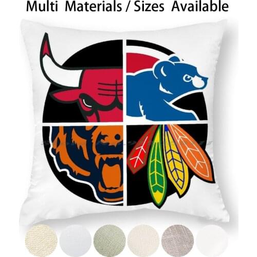 Northside Chicago Sports Teams Pillow Case Throw Pillow Cover Cotton Linen Flax Chi Chicago Sports Teams Football Basketball