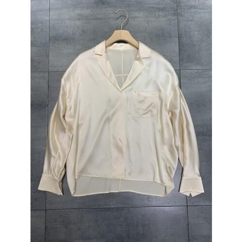 New ladies fashion 2021 long sleeve sexy satin silk shirt 0308