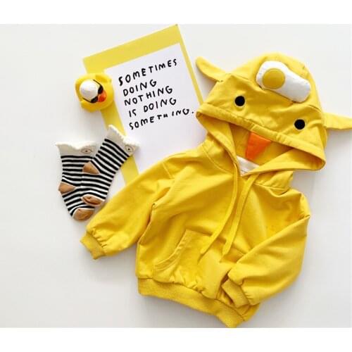 Tonytaobaby New Winter Clothes for Boys Girls Childrens Clothing Cartoon Chickens Velvet Boys Hoodie