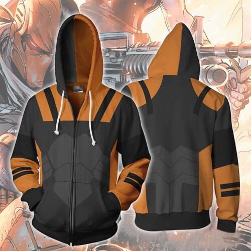 2020 The New Teen Titans Cosplay Deathstroke Costume 3D Printed Zip Up Hoodie Jacket for Men