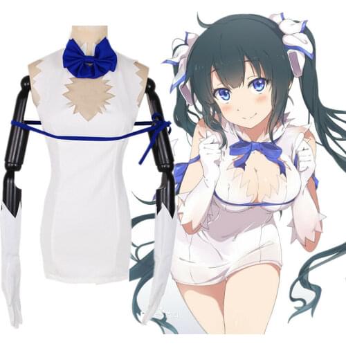 OLOMLB Japan Anime Character Loli Hestia Kami Sama Sexy Backless Cosplay Dress Full Set Plus Size