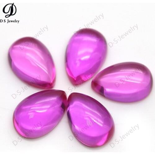 Size 6x9mm Pear Shape Red Flatback Cabochon Synthetic Ruby Corundum Gemstone for Jewelry