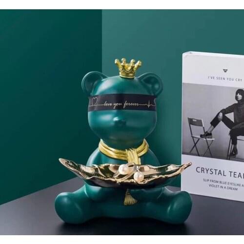 Nordic Light Luxury Blindfolded Bear Storage Creative Tray Decoration Living Room Entrance Home Decoration Decoration