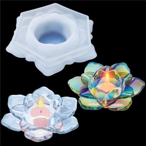 DIY Candle Holder Silicone Mold 3D Lotus Epoxy Resin Flower Candles Holders Mold Craft Decoration Tool DIY At Home Making Tool