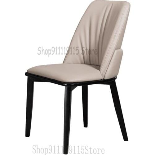 Nordic Italian Modern Simple Family Type Solid Wood Dining Chair Restaurant Coffee Shop Study Back Leather Chair