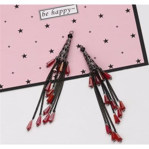 DoreenBeads Iron Based Alloy & Glass Tassel Pendants Oval Silver Color Multicolor Faceted About Jewelry DIY Findings, 1 Piece