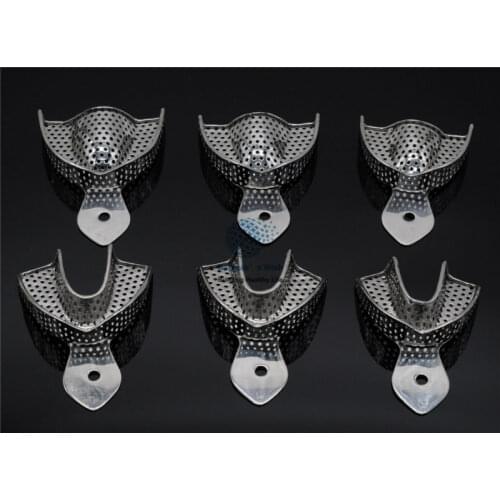 Dental lab 6Pcs/Set Impression Trays Denture Instrument Stainless Steel Impression Tray