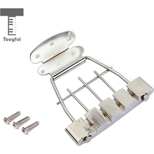 Tooyful 4 String Semi Hollow Trapeze Tailpiece with Screws for Archtop Jazz Bass Guitar Parts Chrome