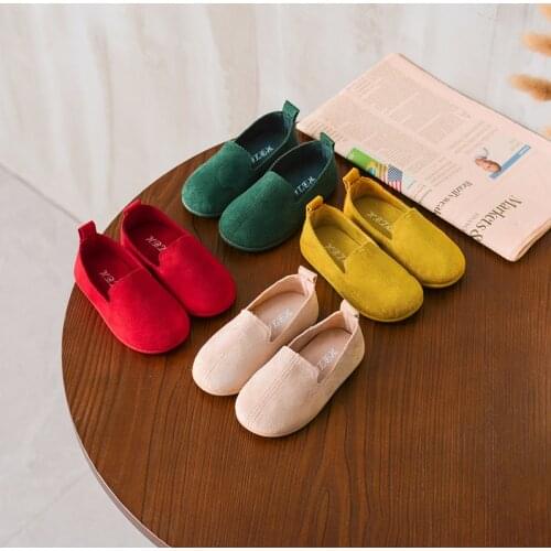 2021 Spring Shoes Solid Color Soft-soled Casual Shoes Korean Style Peas Shoes Childrens Shoes New Toddler Boy Shoes Kid Shoes