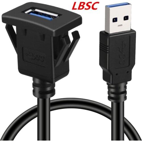 USB 3.0 Panel Flush Mount Extension Cable With Buckle for Car Truck Boat Motorcycle Dashboard