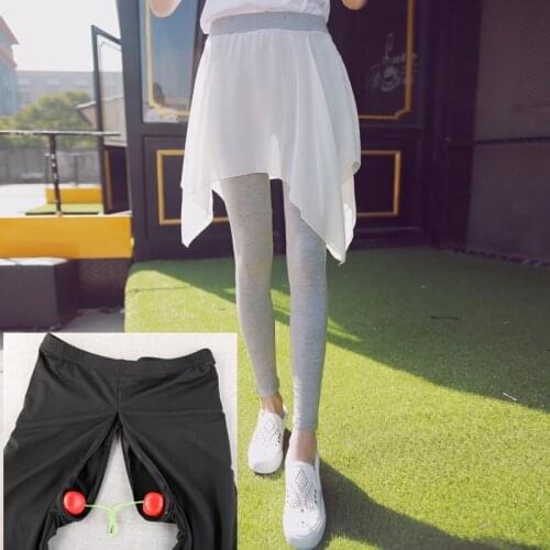 Outdoor Sex Skirt Pants Women Zipper Open Crotch Sexy Fashion Cotton Lagging Tight Trousers Legging Pants Female Sexual Clothes