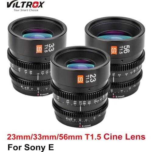 Viltrox Cine Lens 23mm 33mm 56mm T1.5 Manual Focus APS-C Camera Lens F1.5 Large Aperture for Sony E Mount Cameras A6300 a7M2