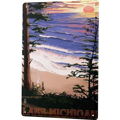 SINCE 2004 Tin Sign Metal Plate Decorative Sign Home Decor Plaques World Tour Lake Michigan