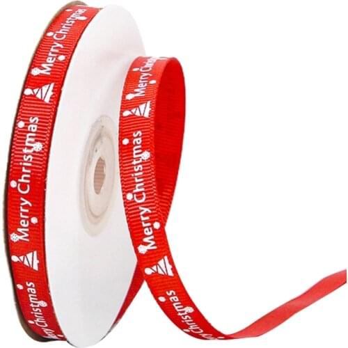 10 Rolls 25 Yards Merry Christmas Red Green Grosgrain Ribbon Roll DIY Decoration