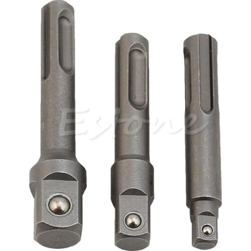 3Pcs SDS Plus Socket Driver Set Drills Drill Bit Adaptor 1/4" 3/8" 1/2"