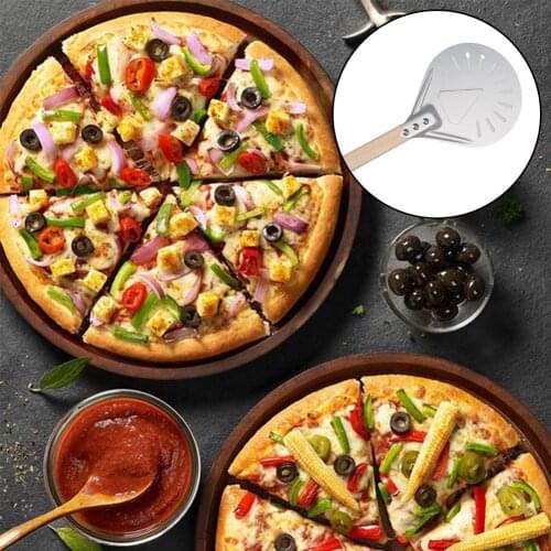 7 8 9 inch 40Cm Perforated Pizza Turning Peel Pizza Shovel Aluminum wooden handle Pizza Peel Paddle Short Pizza Tool Non Slip Ha
