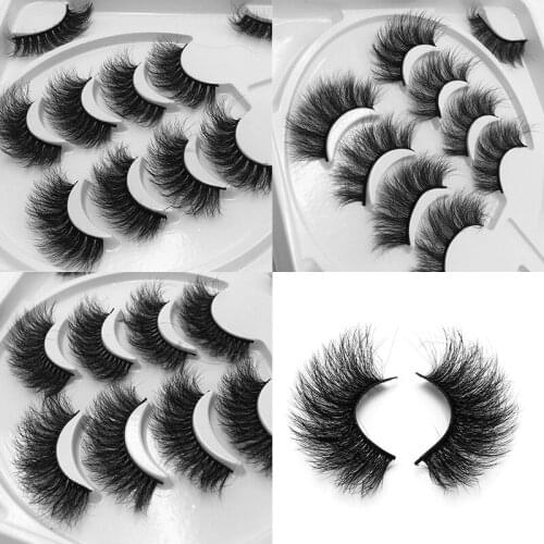 7Pairs Fluffy 25mm Lashes Mink Eyelash extension Cruelty Free Eyelashes Messy Natural Long Thick False Eyelashes Extension