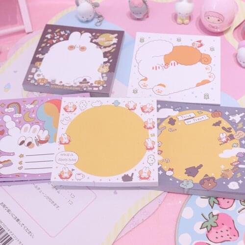 80sheet Cartoon Animal Rabbit Notepad Stationery Papeleria School Supplies Memo Pads Sticky Notes Student Stationery
