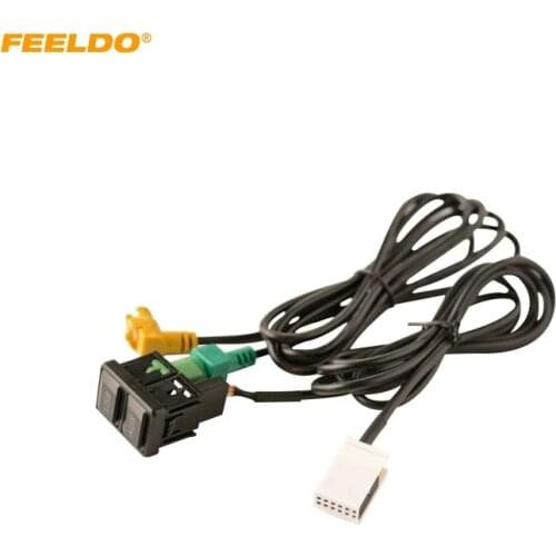 Car USB AUX Data Adapter Switch Button Cable wiring Harness For Volkswagen Golf POLO GTI Bora RCD510 RNS315 RCD310 AUX Adapter