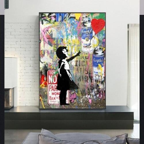 Banksy Art Girl Holding Balloons Canvas Paintings On The Wall Art Posters And Prints Graffiti Art Pictures Kids Room Wall Decor