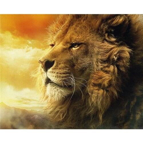 Free Shipping! Fresh Look Golden Lion Modern Wall Painting Decorative Art Picture Paint on Canvas Prints