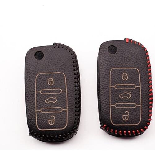 Genuine Leather Car Key Cover Case For Volkswagen VW GOLF 4 5 6 Passat B5 B6 Tiguan Touran Polo Scirocco Jetta MK5 MK6 3 buttons