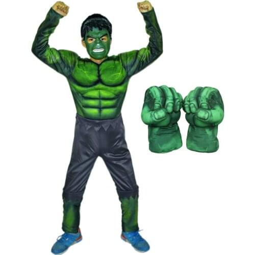 SuperHero Kids Muscle Hulk Spider Cosplay Costumes Clothes With Gloves Child Hero Cosplay Halloween Christmas Gift
