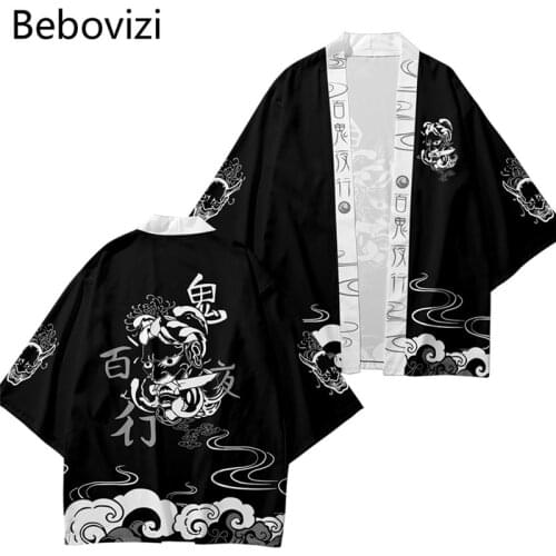 Japanese Anime Robe Cardigan Women Men Harajuku Demon Slayer Cosplay Shirts Sexy Yukata Black Traditional Haori Kimono Fashion