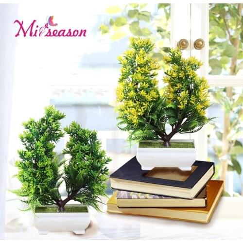 1pcs Pastoral simulation tree plant mini potted bonsai living room office desktop fake green plants Home decorative ornaments