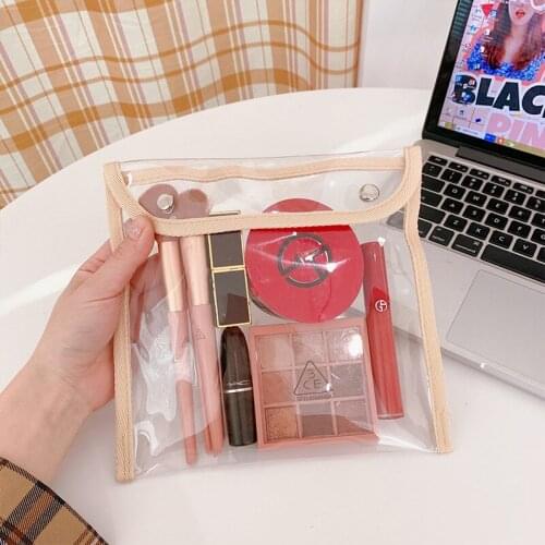 Kawaii PVC Cosmetic Bag Girls Portable Makeup Bag Waterproof Transparent Lipstick Storage Bag Student Pencil Case Gift Pouch
