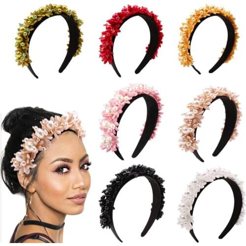 Korea INS flower headband, bead crystal hairband, banquet high-end hair accessories, party headwear