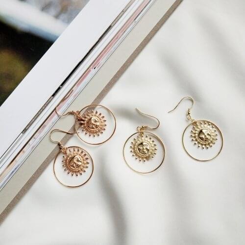 Korean jewelry whimsy sun goddess 925 sterling silver earrings unique pendant earrings exaggerated female personality
