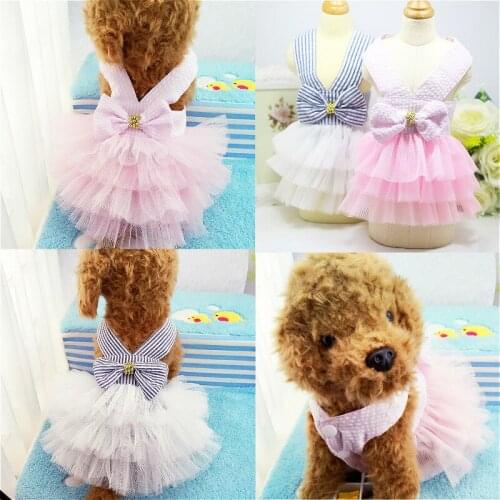 Dog Lace Tullle Dress Pet Dog Clothes For Small Dog Party Birthday Wedding Princess Dress Puppy Costume Summer Pet Clothes