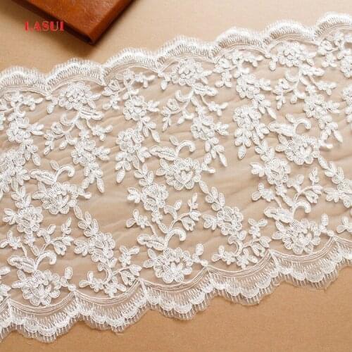 LASUI 32 cm=1 yard 3 colors cord embroideryBilateral lactrim soft mesh Wedding curtain tablecloth handmade DIY materials 0160