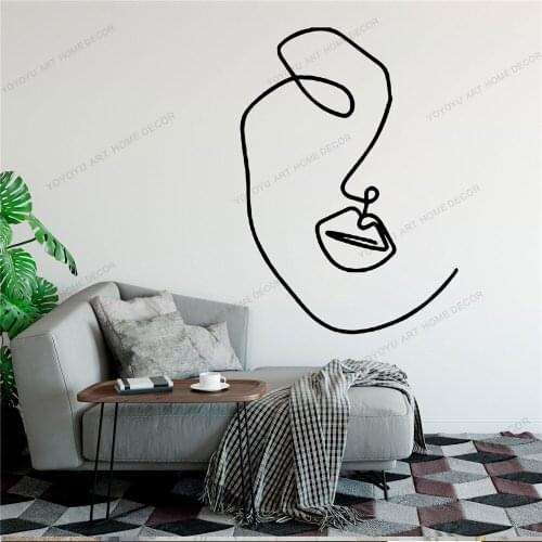 Face Line Draw Art Wall Sticker For Home Decor Living Room Fashion Wall Decals Valentines Removable Murals Wallpoof CX1520