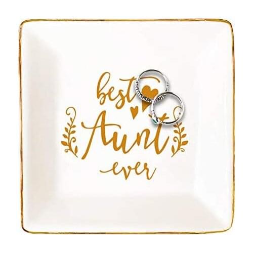 Best Aunt Ever Necklaces Ring earring Jewelry Dish birthday Thanksgiving wedding baby bridal shower Christmas gifts Present