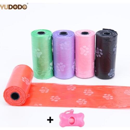 Random Color Degradable Pet Dog Waste Poop Bag Outdoor Pet Excrement Garbage Clean Bag With Bone Dispenser
