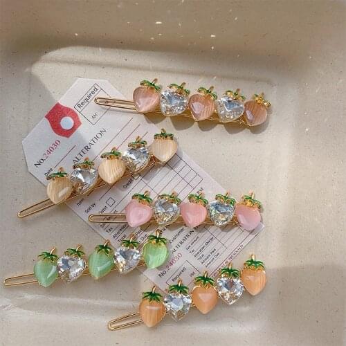 Cute Strawberry Crystal Barrettes Women Girls Sweet Hair Ornament Headband Hairpins Hair Clips New Fashion Hair Accessories