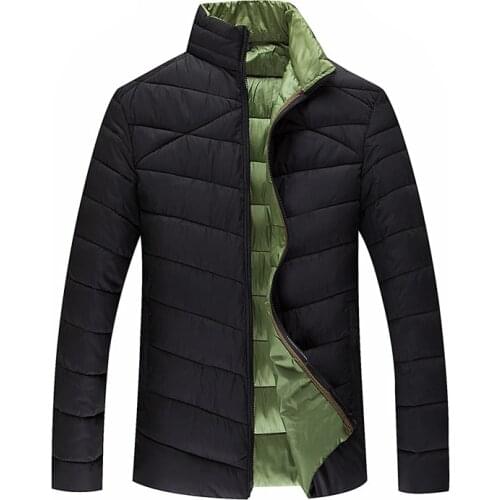 2018 Winter Mens Cotton coat Large size Collar cotton Suit tide Male Extra Large cotton jacket Thick Coat Color Red / Black