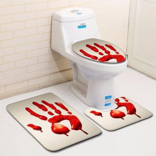 Blood Bath Mat Set Absorbent Shower Floor Mats Bathroom WC Toilet Rug Anti Slip Entrance Bloodstain Halloween Shower Doormat