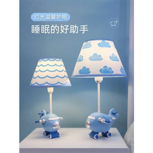 Cartoon Resin Plane Table Lamps Childrens Bedroom Warm Bedroom Bedside Lamp Dimming Living Room Study Room Desk Lights Fixtures