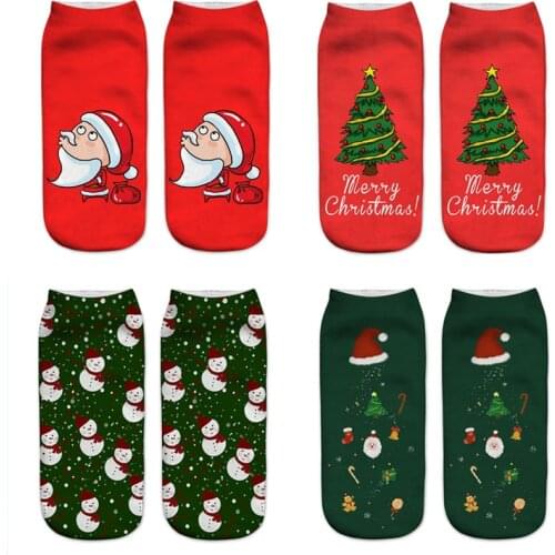 New 3D printing Christmas Funny Socks For Women Santa Claus Snow Xmas Decoration Xmas Cotton Socks Women Harajuku New Year