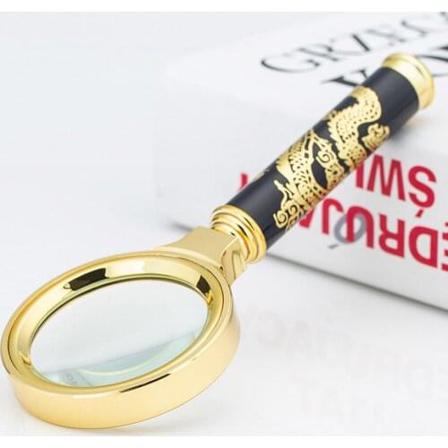 New Detachable Yellow Dragon Magnifier Handle Gift Jewelry Reading Loupe Handheld Optical Glass Magnifying Glass Megaloscope