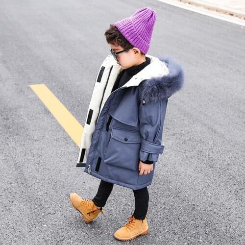 2020 Autumn Winter Fashion Children Down Cotton Jacket Boys Clothing Kids Clothes Warm Thick Parka Fur Collar Hooded Coats W596