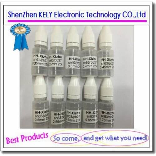 25k BGA Solder Balls Leaded (0.2/0.25/0.3/0.35/0.4/0.45/0.5/0.6/0.76 mm) for Reballing Rework SGS Sn63/Pb37