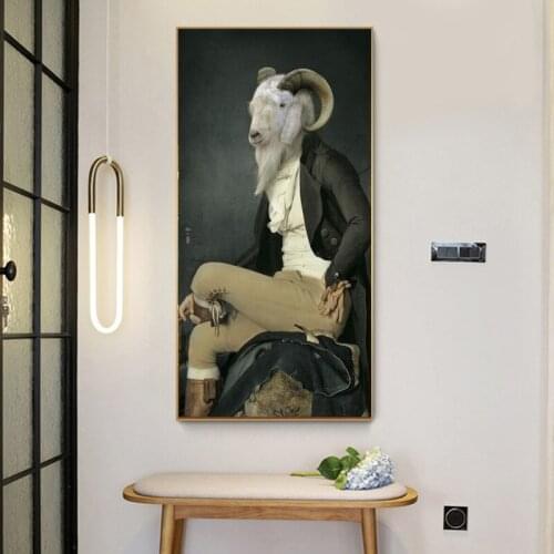 SELFLESSLY Art Goat Dressed Vintage Posters Creative Art Canvas Painting Wall Pictures for Living Room Prints Cuadros Pictures