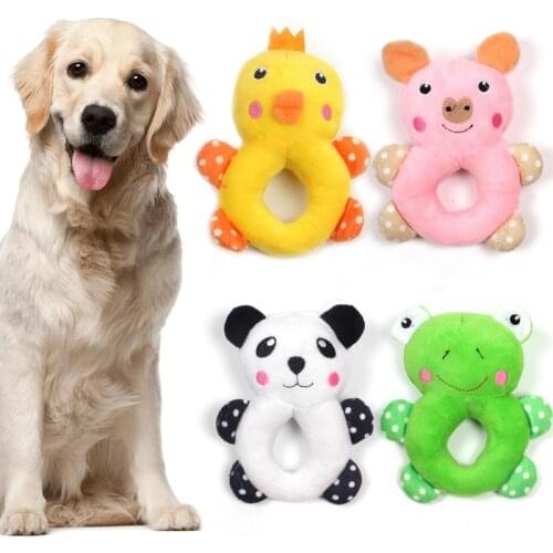 Rattle Toys Cute Plush Hand Rattle Ring Bell Toy Sound Multi-Color Animal Ring Shape Pet Chewing Pet Product Dog Supplies Sale