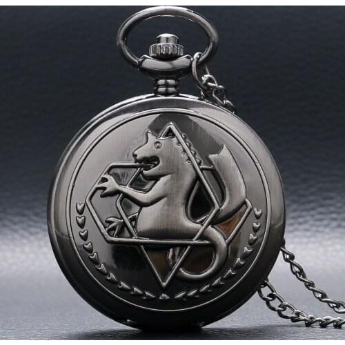 Hot Anime Cartoon Fullmetal Alchemist Pocket Watch Vintage Men Women Boys Kids Cosplay Necklace Pendant Chain Birthday Gifts