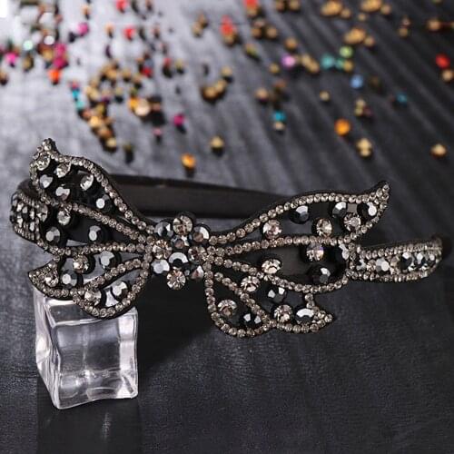 Simplicity Big Butterfly Head Wear Luxury Headband for Women Rhinestone Non-slip Border Girl Hairpin Fancy Hair Accessories Gift