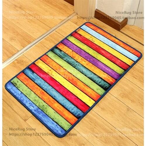 Retro Rainbow Striped carpet colorful rugs Anti-slip door mat beautiful blanket can be customized for home decoration dropship